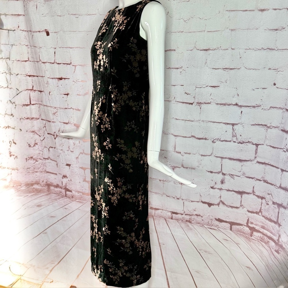 JONES NY EVENING 6P Black & Brown Velvet Design Sleeveless Sheath Midi Dress - Picture 12 of 16